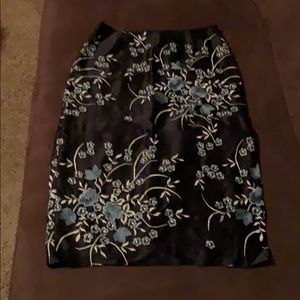 Collette Dinnigan Silk Pencil Skirt/embroidered